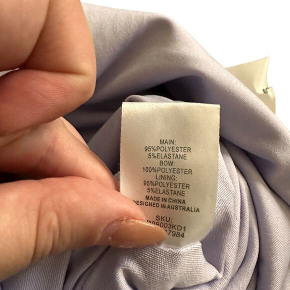 MESHKI Hallie One Shoulder Bow Maxi Dress Lilac Purple X-Small - Picture 7 of 7